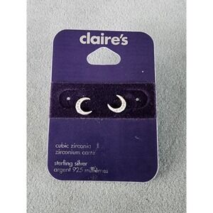 925 Sterling Silver Crescent Moon Celestial Studs Earrings Bling FREE $HIPPING!!